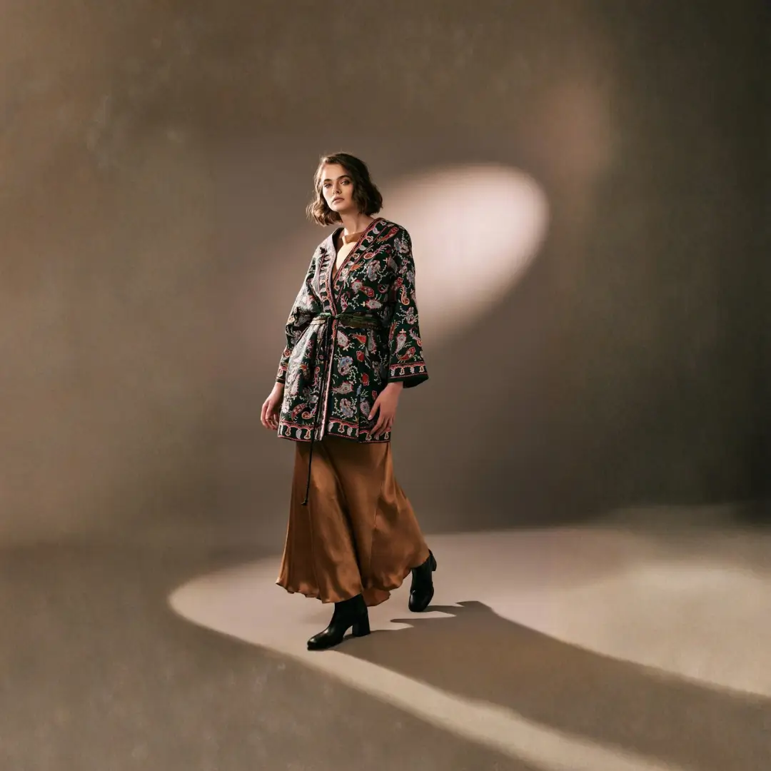 Chapan 01 (Front) Handcrafted Silk Suzani Chapan – Akmal Nur Art Edition - Image 1
