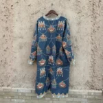 Sapphire Blue Silk Suzani Chapan – Handcrafted Japanese Beadwork - Image 4