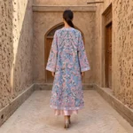 Sky Blue Silk Suzani Chapan – Spring Floral Embroidery & Japanese Beadwork - Image 2