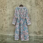 Sky Blue Silk Suzani Chapan – Spring Floral Embroidery & Japanese Beadwork - Image 4