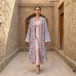 Sky Blue Silk Suzani Chapan – Spring Floral Embroidery & Japanese Beadwork