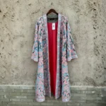 Sky Blue Silk Suzani Chapan – Spring Floral Embroidery & Japanese Beadwork - Image 3