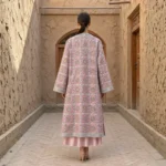 Blush Pink Silk Suzani Chapan – Geometric Rosette Embroidery & Japanese Beadwork - Image 2