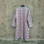 Blush Pink Silk Suzani Chapan – Geometric Rosette Embroidery & Japanese Beadwork - Image 4