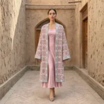 Blush Pink Silk Suzani Chapan – Geometric Rosette Embroidery & Japanese Beadwork