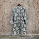 Silver Blue Silk Suzani Chapan – Geometric Embroidery & Japanese Beadwork - Image 3